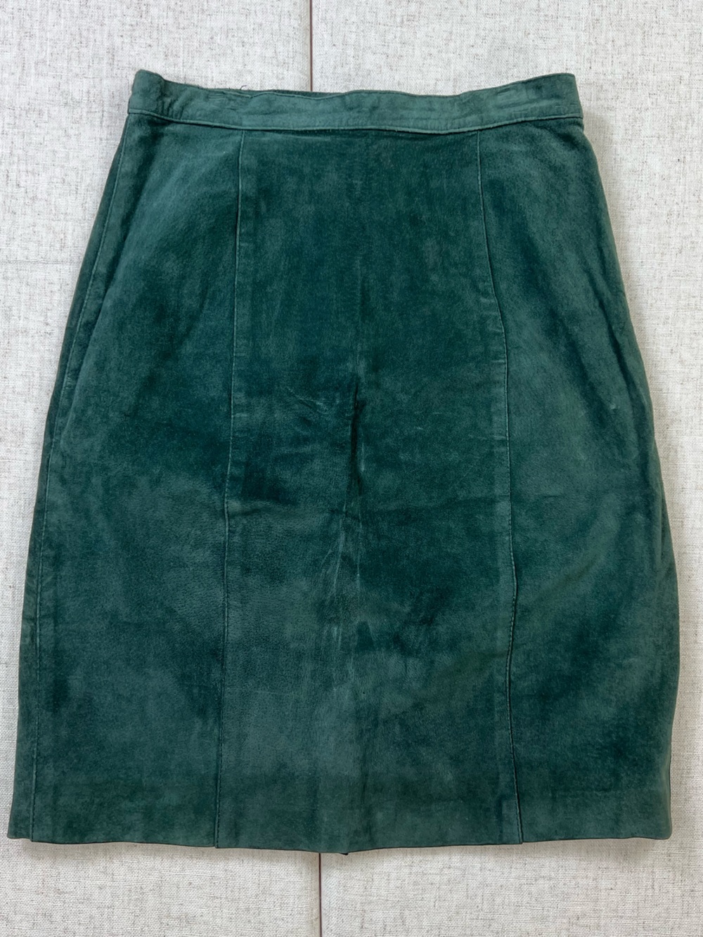 Vintage 90s Hunter Green 100% Genuine Suede Mini Skirt Size 5/6